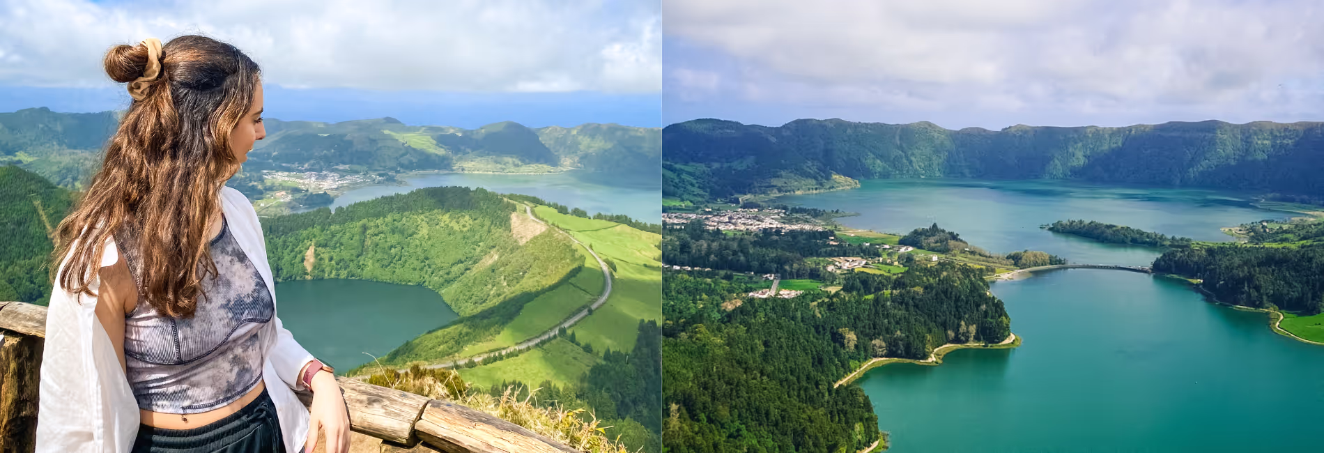 Photo of the lake of Sete Cidades in Azores, inside the crater mountain